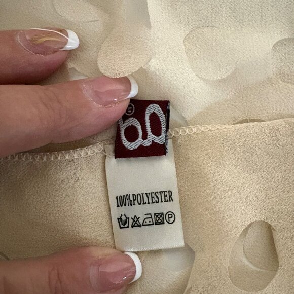 Sheer Beige Scarf Wrap Cutout Polka Dots Lightweight Boho Hippie Funky Playful - Picture 5 of 10